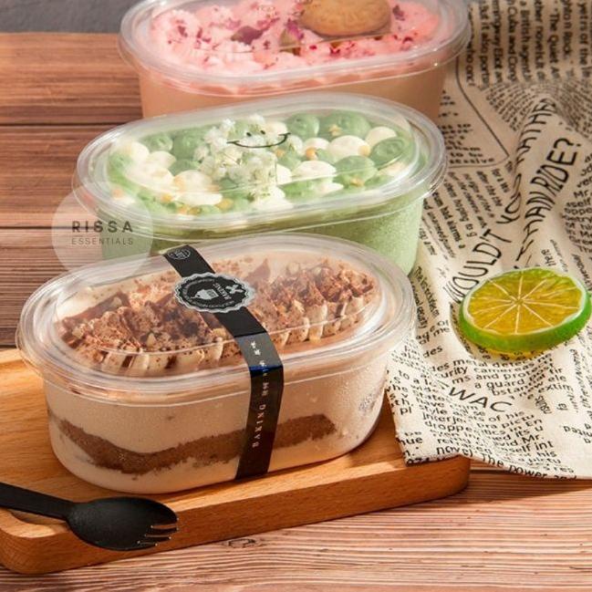 ✪ [Isi 10 BOX] Kotak Packaging Oval Lunch Box Cake Kue Pudding Dessert Box Cookies Rissa Essentials 