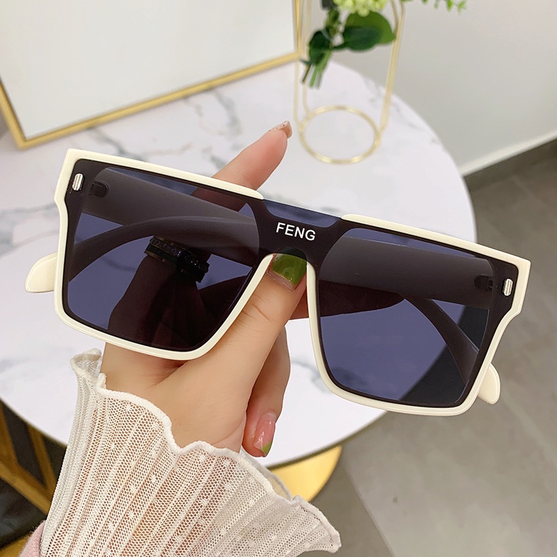 (YUZHU) Oversized Square Frame Onepiece Sunglasses Kacamata Hitam Warna-Warni Untuk Pria Dan Wanita