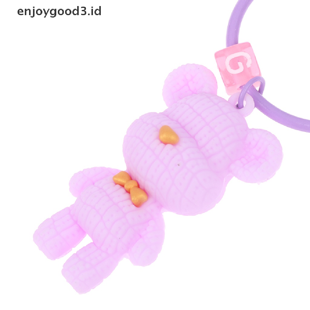 [Rready Stock] 1Pc Lucu Kartun Beruang Rantai Ponsel Manik-Manik Gantungan Kunci Aksesoris Telepon (ID)