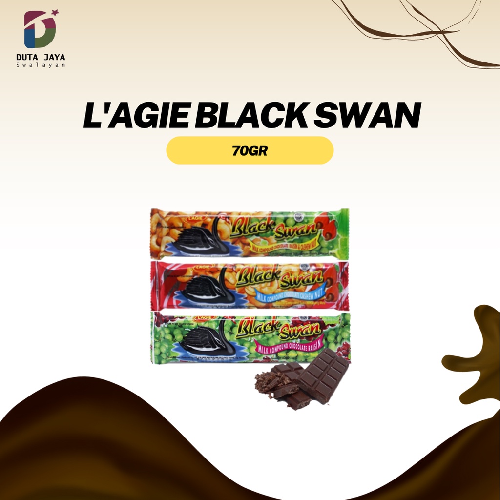 L'agie Black Swan Milk Compound Chocolate Raisin Cashew Nut 70 Gram