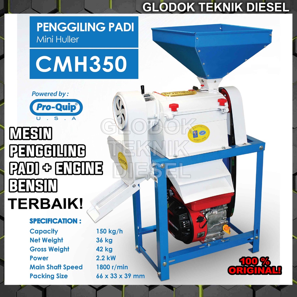 Mesin Penggiling Giling Padi Gabah 150 KG/h + Engine Penggerak CMH 350 CMH350 ORIGINAL TERBAIK