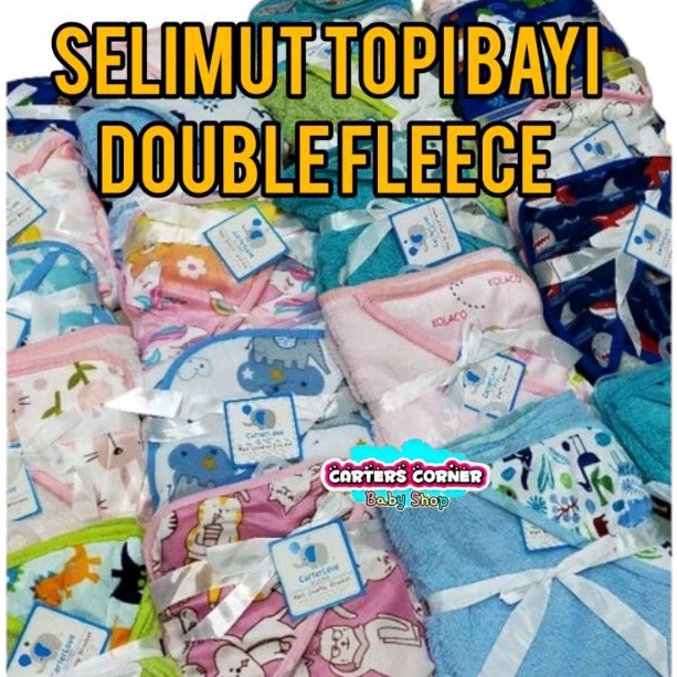 SELIMUT BAYI TOPI HOODIE DOUBLE FLEECE SELIMUT DOUBLE FLEECE DENGAN TOPI