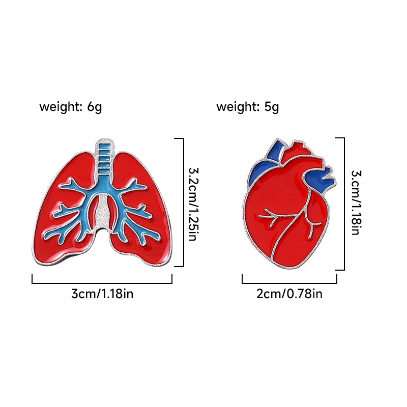 Kreatif Merah Lung Organ Jantung Enamel Pin Perawat Dokter Bros Lencana Pakaian Kerah Pin Kartun Perhiasan Hadiah Untuk Teman