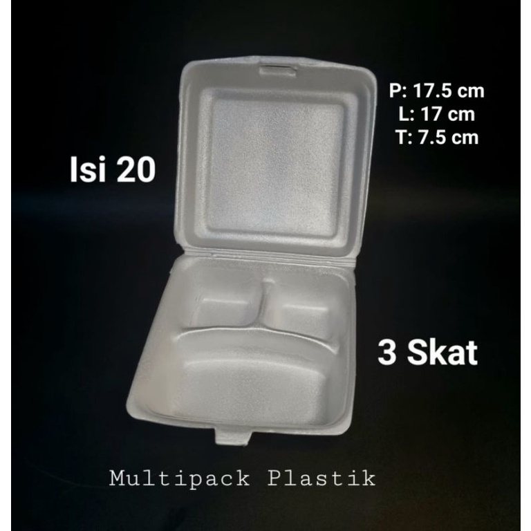 STYROFOAM BUBUR NASI/ SETEROFORM/KOTAK NASI SEKAT 3 ISI 20
