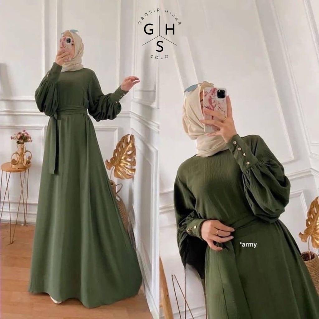 (DBY) GAMIS ORLINA LENGAN BALON DRESS WANITA CRINCLE AIRFLOW