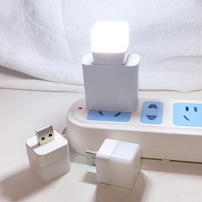 1pc USB Plug Lamp Mini LED Night Light/Power Bank Charging Book Lights Lampu Pelindung Mata Baca Kecil Peralatan Berkemah