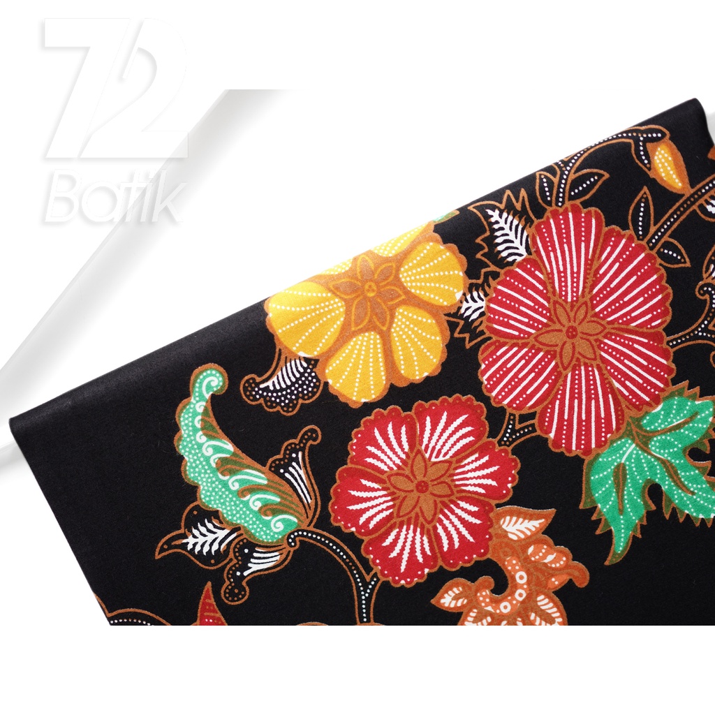 KAIN BATIK KATUN Premium Motif Burung Kembar Warna Orange Hitam 723171 Cap 72 Jarik Jarit Samping Kebat Panjang Batik Katun Modern Premium Bahan Seragam Batik Pernikahan Kantor Keluarga Murah Kamen Jadi Batik Bali Lembaran