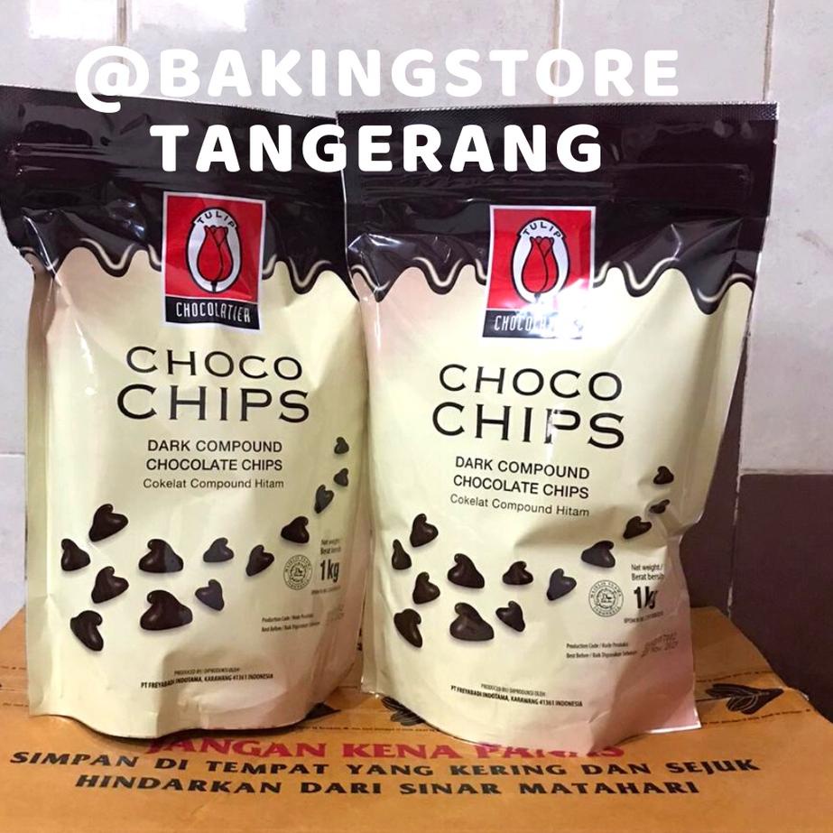 

✤ Choco chip Dark Chocolate tulip 1Kg - chocochips dark coklat ❋