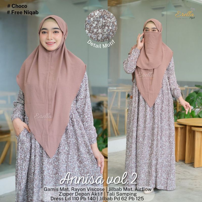 ANNISA Vol.2.3 SYARI SET ORI ERELLA | Set Gamis+Khimar