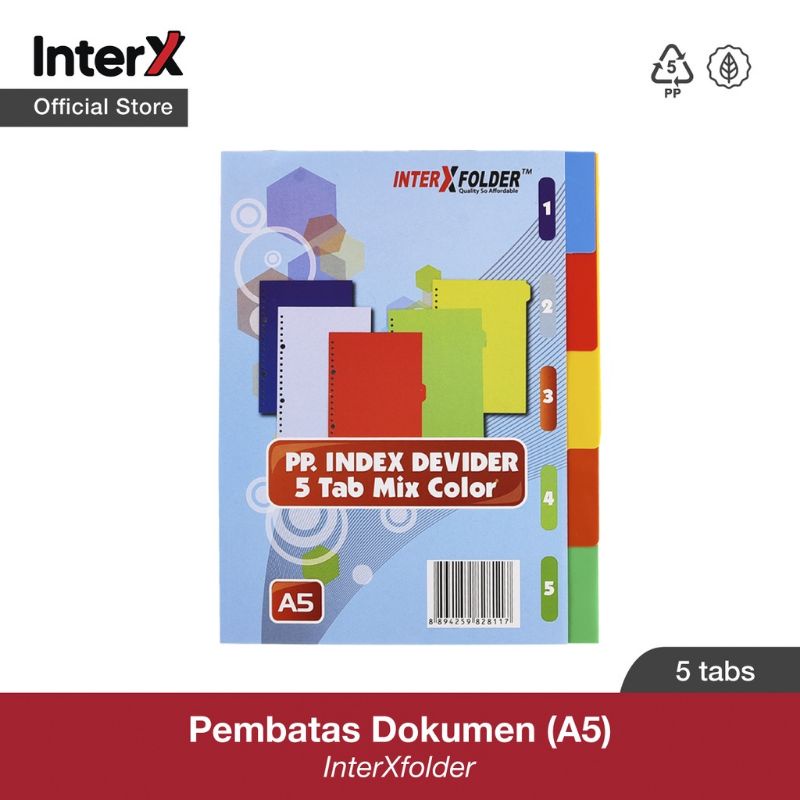 

Index Divider A5 Inter X 5 Tab / Pembatas Binder Ordner