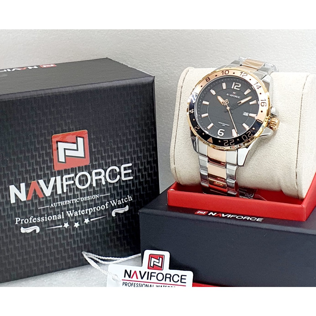 BEST SELLER JAM TANGAN PRIA NAVIFORCE ORIGINAL 9192 I220 ANALOG TALI RANTAI DM 4.8CM FREE BOX &amp; BATERAI || JAM TANGAN FASHION PRIA JAM TANGAN COWOK MURAH