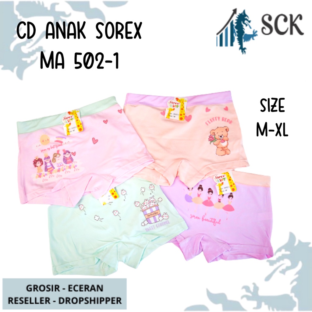 CD Anak Perempuan SOREX KIDS 502 model BOXER Polos Warna / Celana Dalam Anak Perempuan - sckmenwear GROSIR