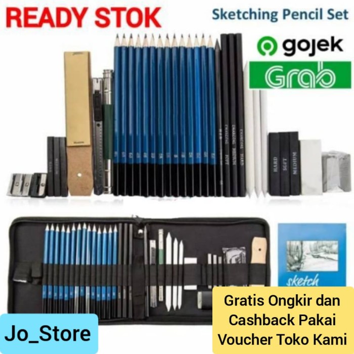 

BISA COD 36 Pcs Sketching Set Drawing Kit Tools Pensil Gambar Sketsa Art Manga
