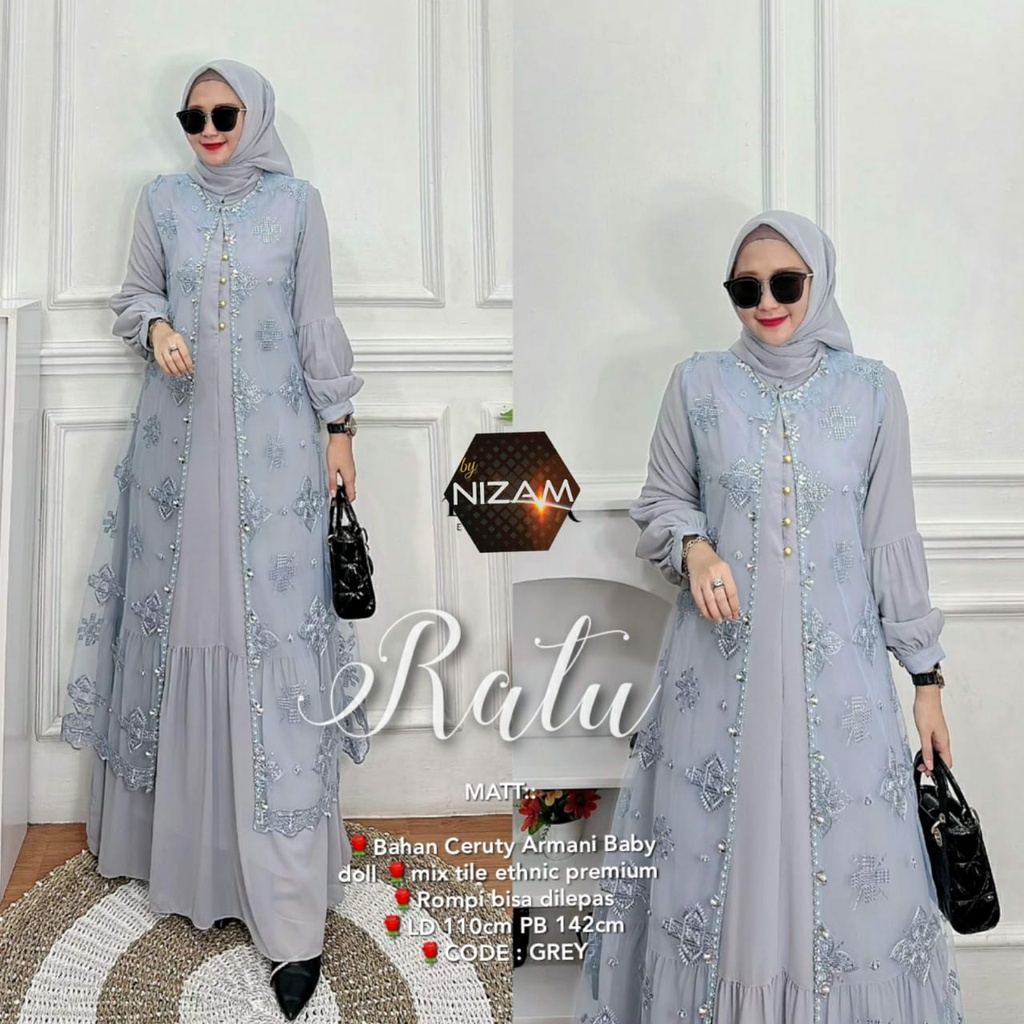 Ratu dress premium original by Nizam gamis premium original branded maxy dress premium original bran