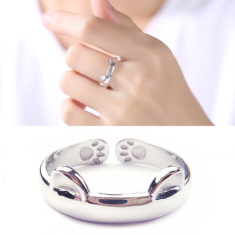 Cincin Bentuk Telinga Kucing | Cincin Ekor | Aksesoris Pria / Wanita | Sendok Garpu Bahan Stainless Steel