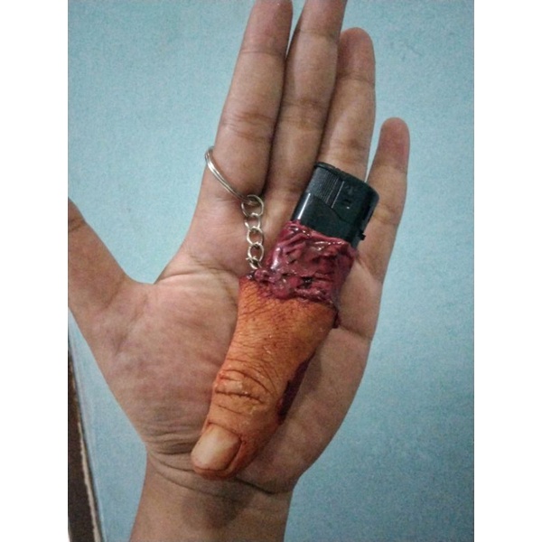 gantungan kunci korek api gas unik, bentuk jari