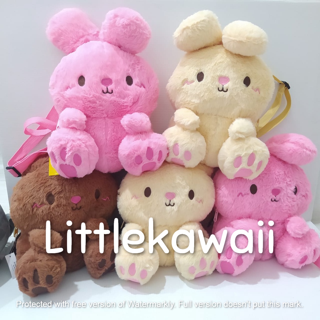 LK/Tas Ransel Anak Remaja Perempuan Cewek  Boneka Plush Fashion Korean Style Rabbit Kelinci Bunny Lucu Soft Cute