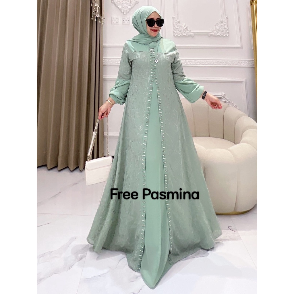 Unna_Store.2019/Gamis Alya Turkey Terbaru 2023 Original Premium Quality Fashion Mewah Hitam Wanita D