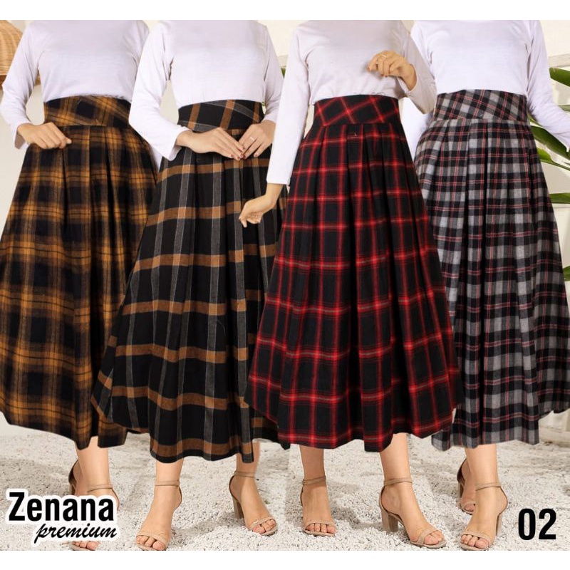 Rok Midi Flanel/Midi Skirt Zenana Premium
