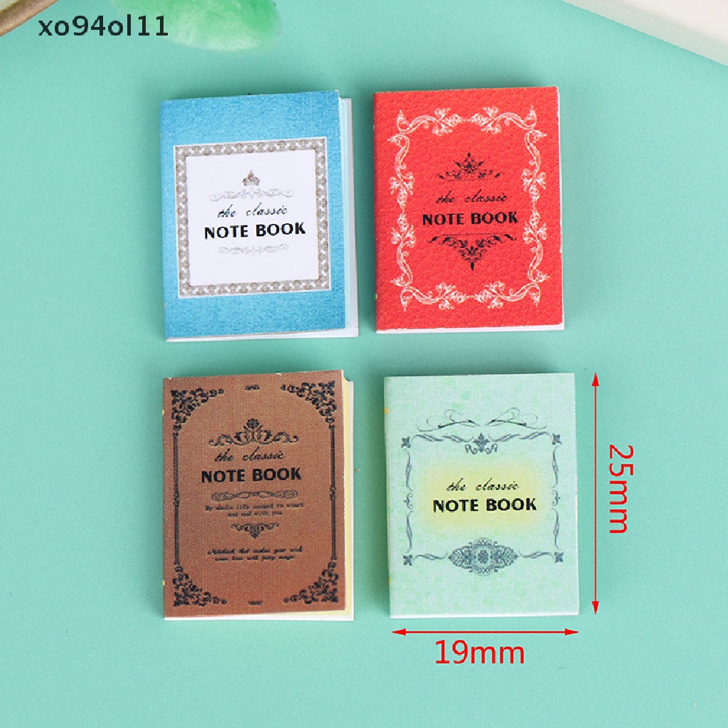 Xo 4Pcs/set 1: 12rumah Boneka Miniatur Buku Kertas Notebook Model Dekorasi Rumah Boneka OL