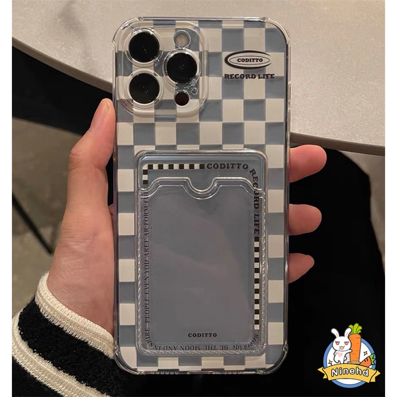 Casing Tas Kartu Bening Untuk Huawei Y9 Prime 2019 Nova 7i 8i 6SE Nova 10se 4e 3i 3e Y7A Y9A Y9s Y6P 2020 P30 Lite Putih Kotak-Kotak Dompet Slot Holder Phone Case Sarung Pelindung Shockproof