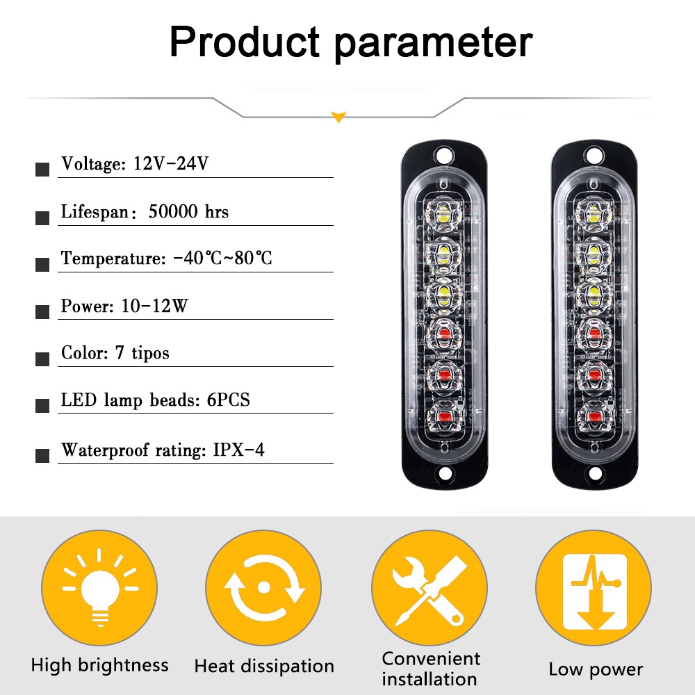 1pcs 6LED flash Mobil Truk 12V/24V flash Darurat Motor Peringatan flash Penanda Samping Lampu LED