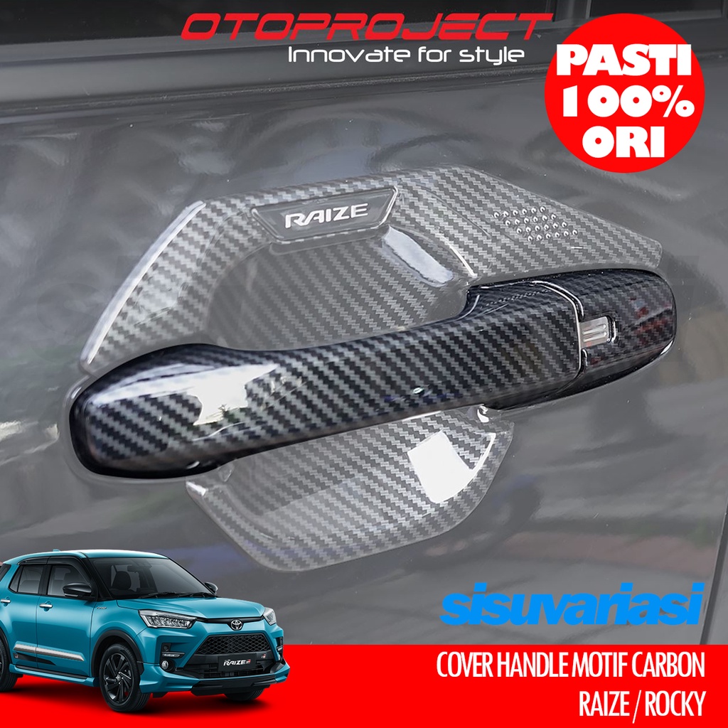 Aksesoris Raize Rocky Otoproject Cover Handle Pintu Carbon Style