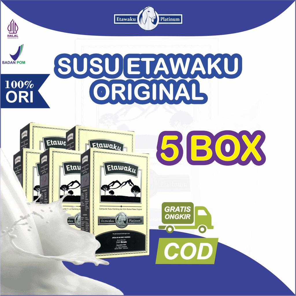 

5 BOX ETAWAKU PLATINUM - SUSU KAMBING ETAWAKU ORIGINAL ASLI DISTRIUTOR RESMI - LANCARKAN PERNAFASAN