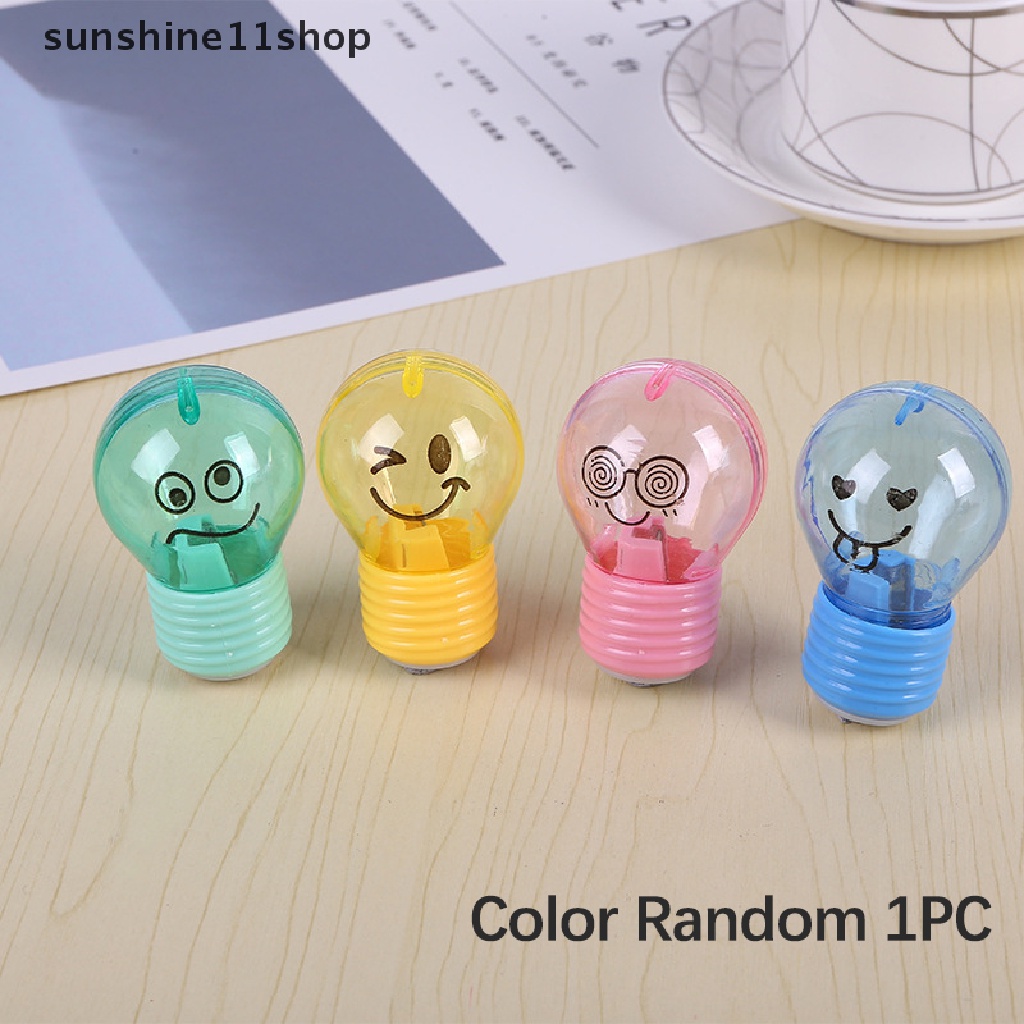 Sho Novelty Bulb Style Pencil Sharpener Kreatif Lucu Mini Lampu Bohlam Alat Pengasah Pensil Mekanik Alat Tulis Kantor Siswa Sekolah Supply Hadiah Anak N