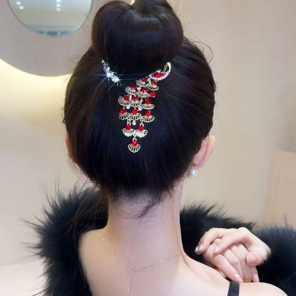 Agustina Klip Rambut Merak Kreatif Sederhana Rambut Sanggul Tetap Klip Elegan Kecil Cakar Rambut Tinggi Ponytail Tetap Klip Piring Gesper Rambut