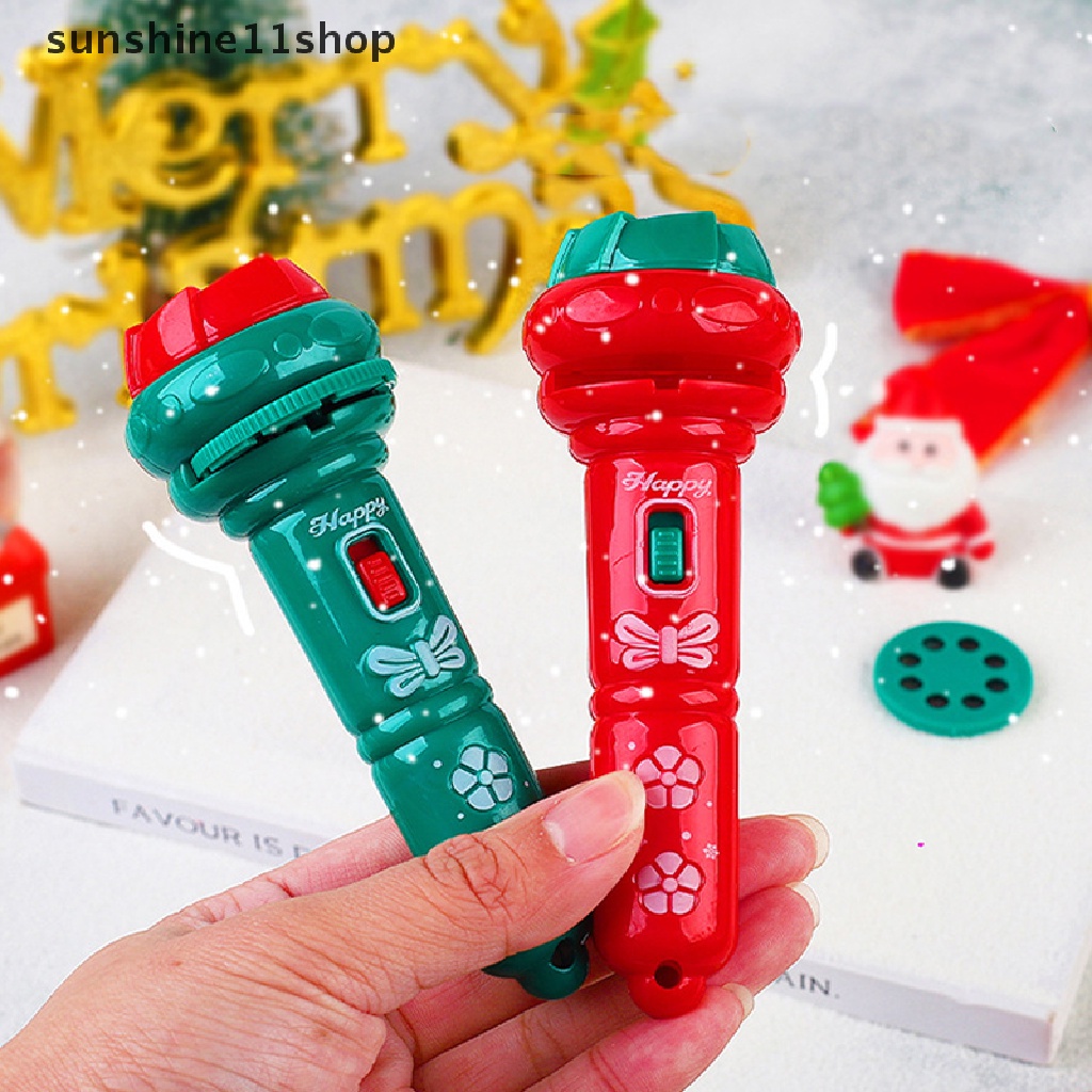 Sho 1Set Senter Proyeksi Natal Multi-Fungsional Portable Motif Kartun Lucu Glowing Mainan Edukasi Dini Untuk Anak Dekorasi Xmas N