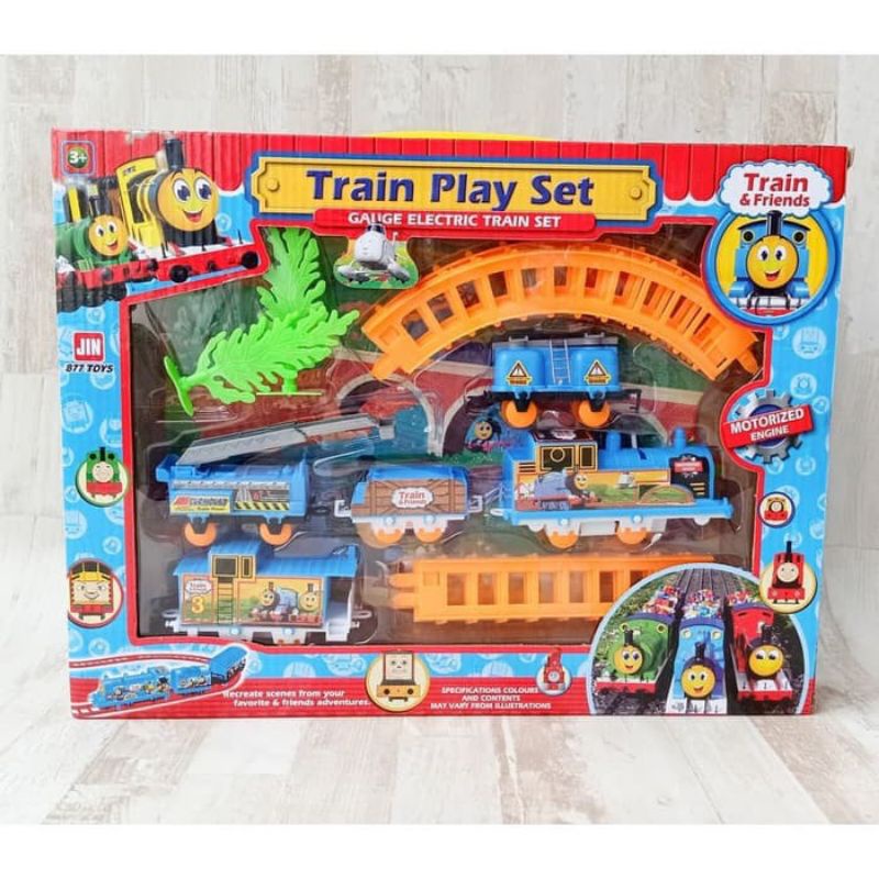 Mainan Anak Thomas Free batrai rel track kereta api train play set 5 gerbong