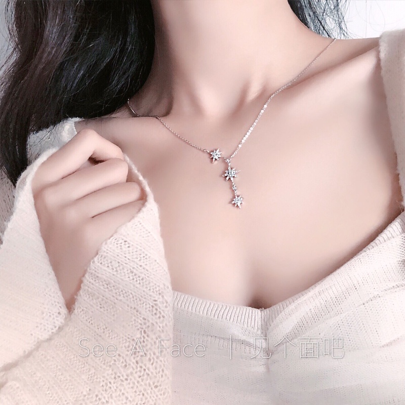 Kalung Rumbai Bentuk Bintang | Kalung Rantai Klavikula Berlian Imitasi Zirkon | Aksesoris Bahan Titanium Steel 18k Warna Rose Gold | Perhiasan Bahan Stainless Steel Tahan Air Tidak Pudar Untuk Hadiah Ulang Tahun