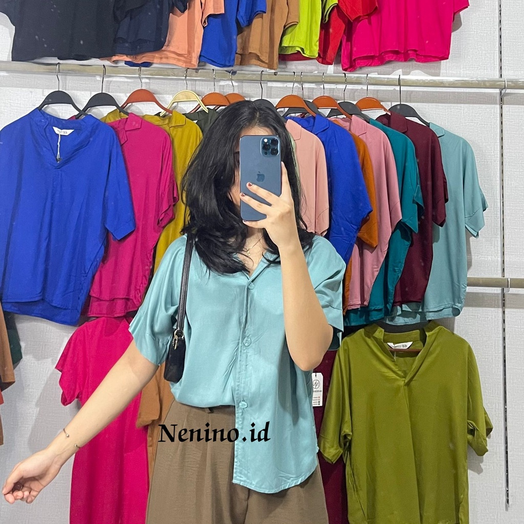 KEMEJA CROP WANITA/KEMEJA PENDEK WANITA/KEMEJA POLOS PENDEK WANITA TERBARU/KEMEJA RAYON