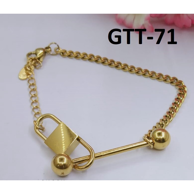 GELANG TANGAN KAKI RANTAI TITANIUM EMAS GOLD BULAT STICK TERMURAH / DUNIA GELANG TERBARU