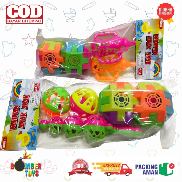 MAINAN ANAK KERINCINGAN BABY TOYS MURAH PUZZLE BONGKAR PASANG DOT BELL