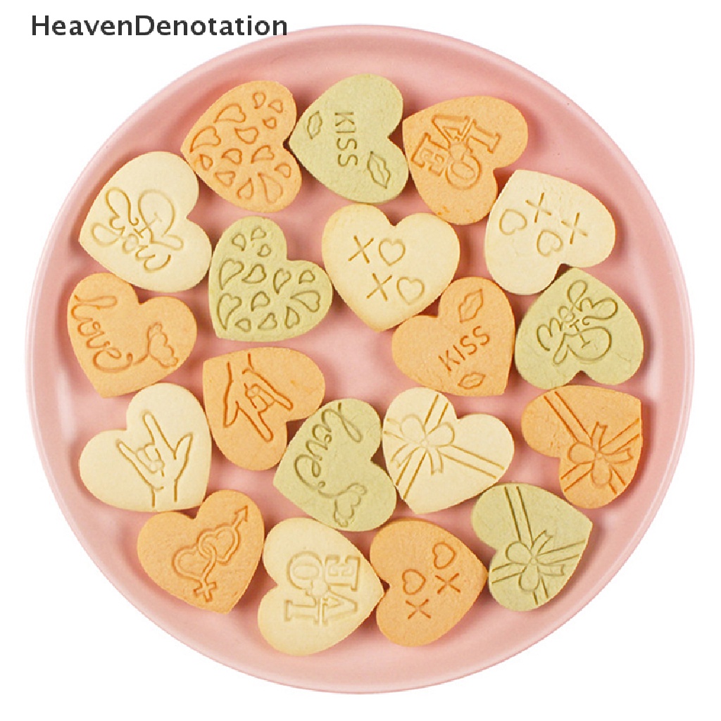 [HeavenDenotation] 10pcs/set Valene's Day Heart Cookie Mold Love You Letter Heart Fondant Stamp HDV