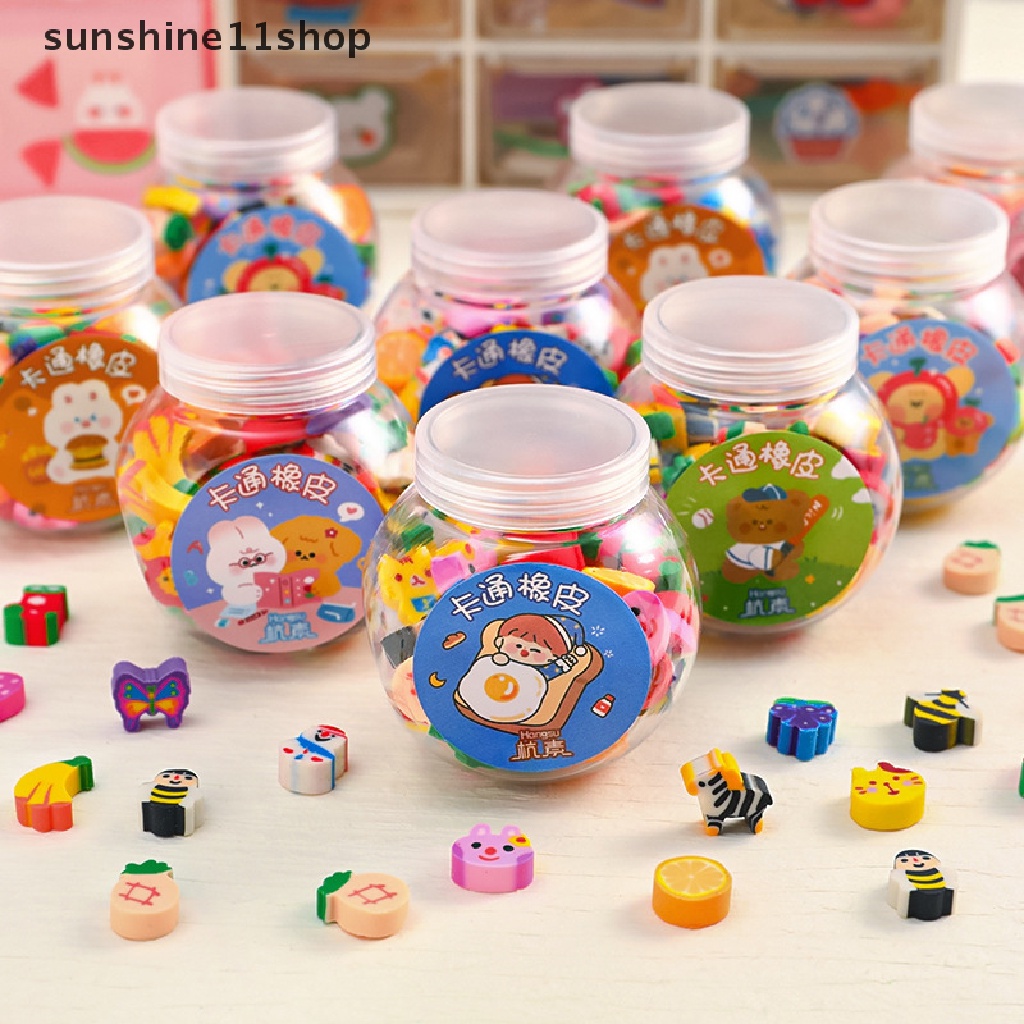 Sho 50PCS Karet Lucu Penghapus Kreatif Hewan Buah Pensil Erasers Mini Kawaii Alat Tulis Anak Siswa Perlengkapan Kantor Lucu Eraser N