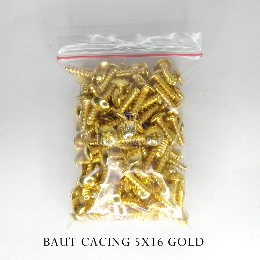 1 Pak Baut Body Yamaha 5x16 Gold / Baut Cacing 5X16 Gold /Baut Body Yamaha Emas / Baut Body Yamaha M