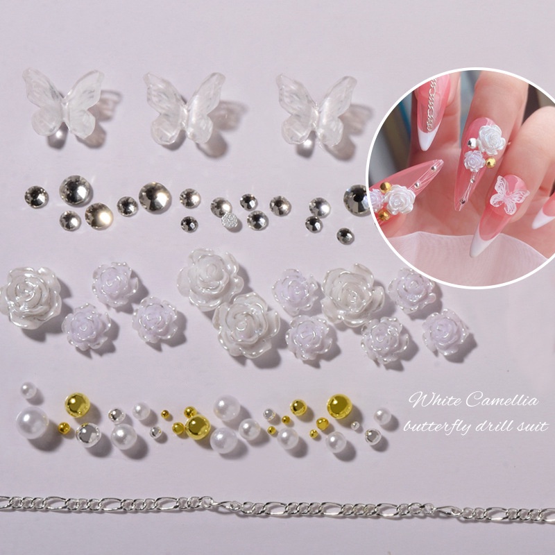 Ornamen Manik-Manik Bunga 3D Bahan Akrilik Untuk Dekorasi Nail Art