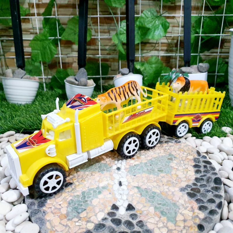 mainan truk hauler muatan dinosaurus anak edukasi - mainan truck gandeng anak