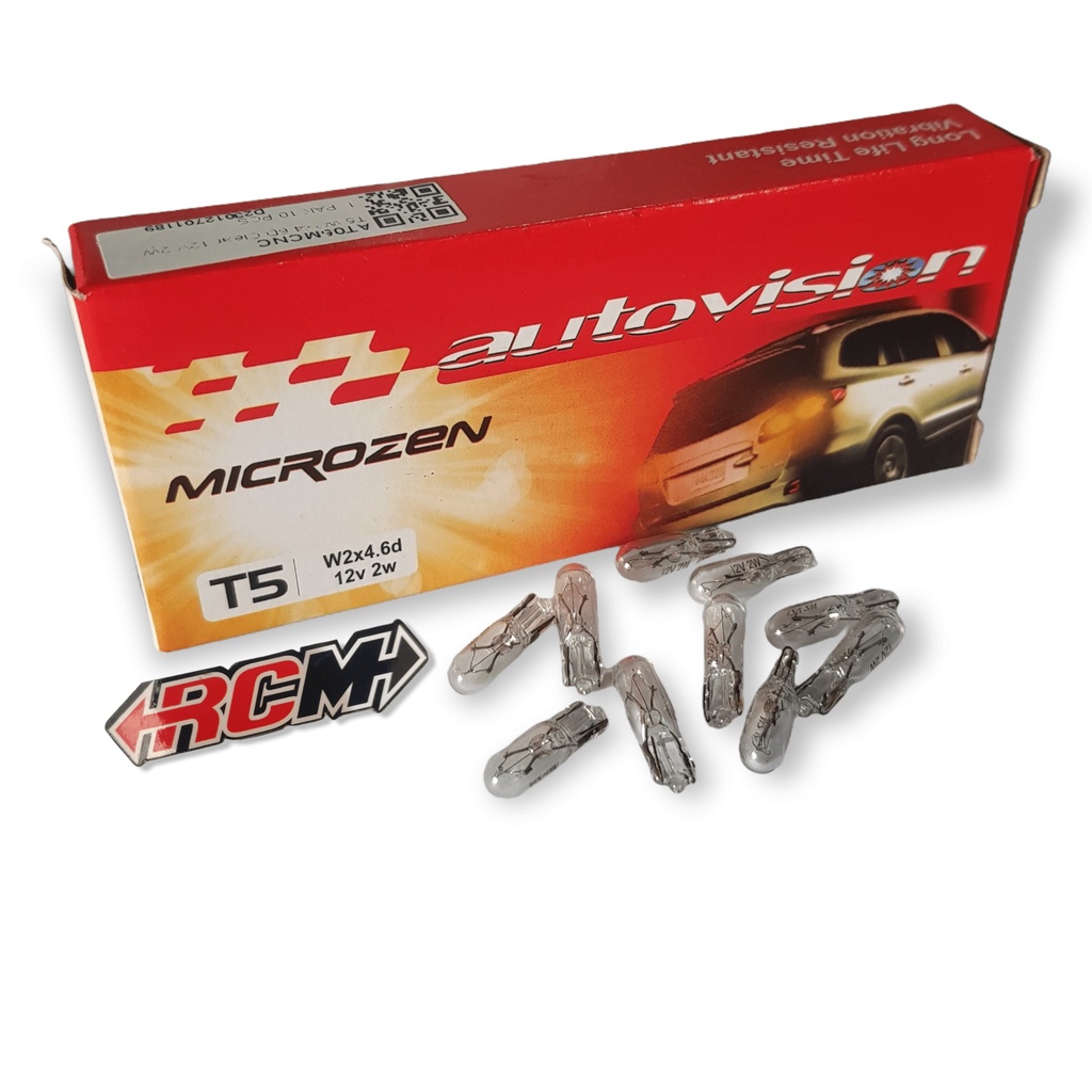 PERBIJI  LAMPU LAMP SENJA TANCAP TANCEP T5 T5 W2X4.6D 12V2W 12V 2W MICROZEN CLEAR BENING UNIVERSAL MOTOR ORI ORIGINAL AUTOVISION ASLI