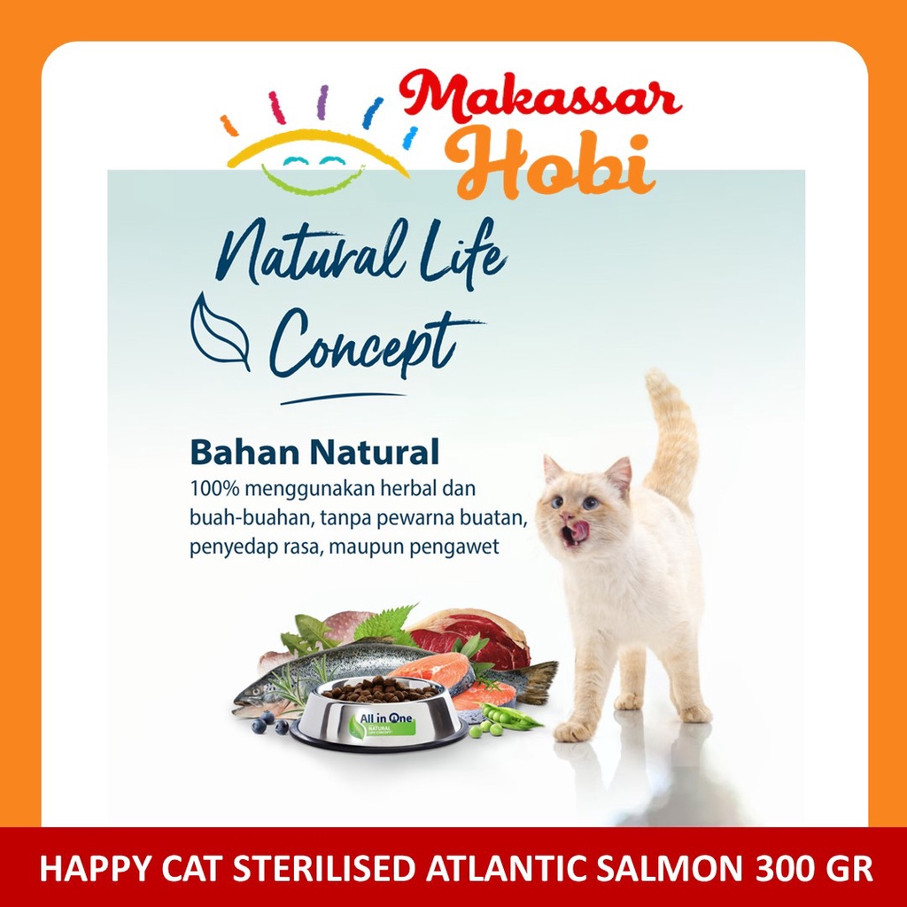 Happy Cat Adult Sterilised Atlantic Salmon 300gr Makanan Kucing Dewasa