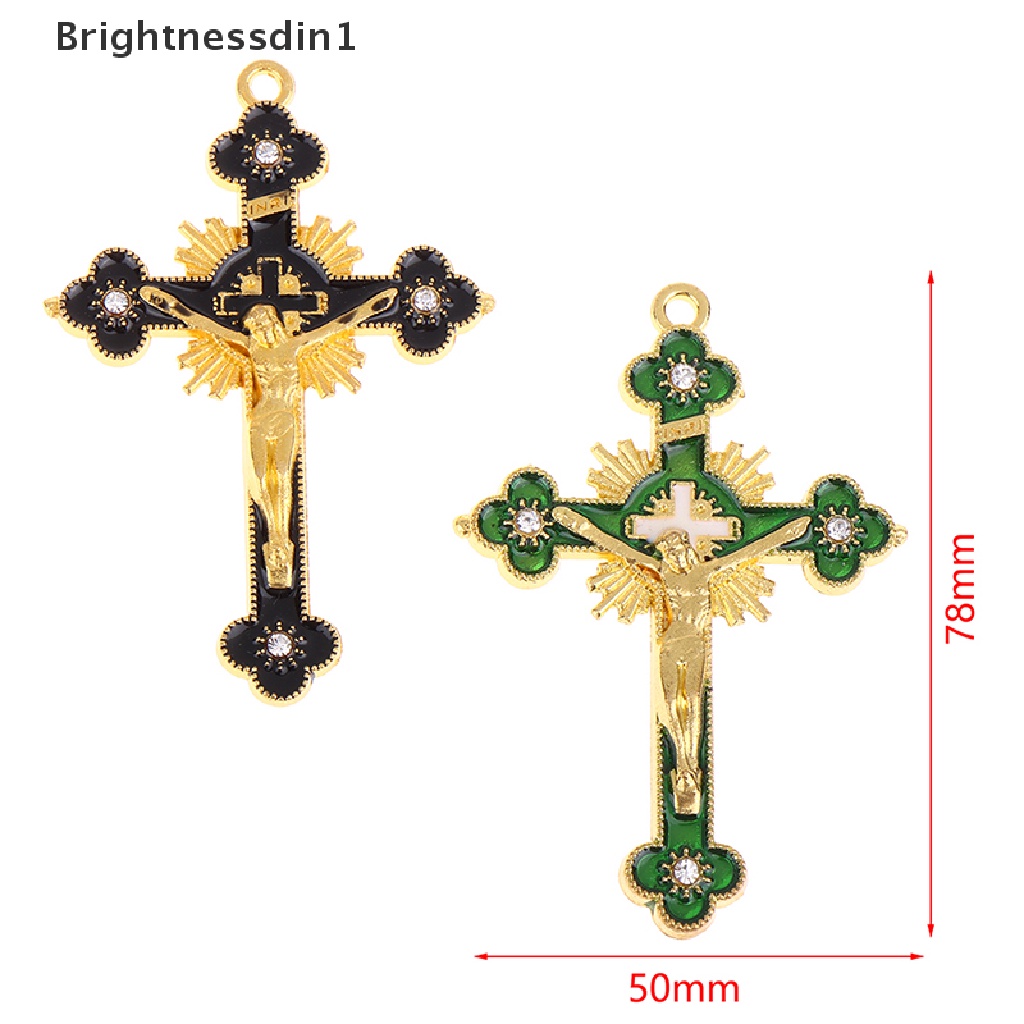 [Brightnessdin1] Salib Dinding Budded INRI Katolik Salib Kristen La Cross Fleuree Doa Gereja Dekorasi Gantung Salib Logam Aksesoris Perhiasan Kalung Liontin Butik