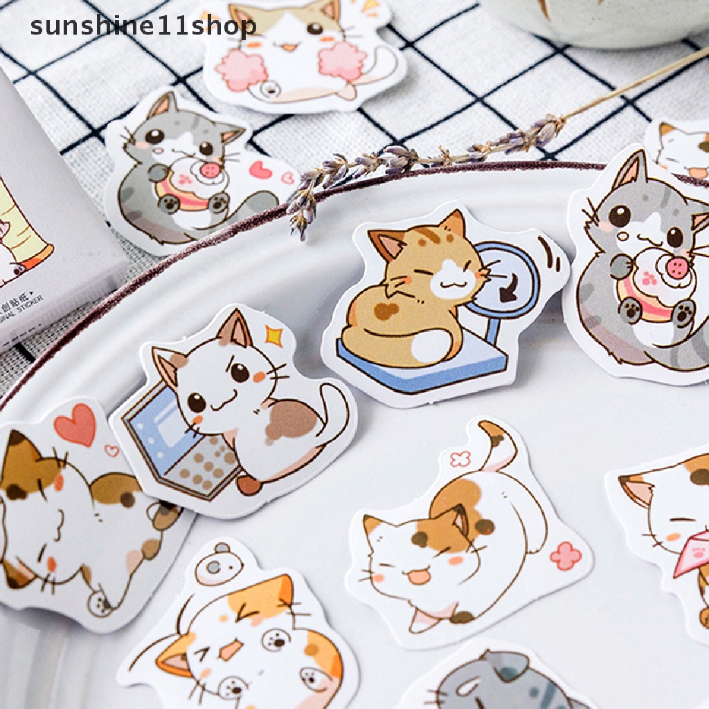 Sho 45pcs/box My Naughty Cats Diy Mini Paper Sticker Diary Album Scrapbooking Dekorasi Stiker Kawaii Stationery N