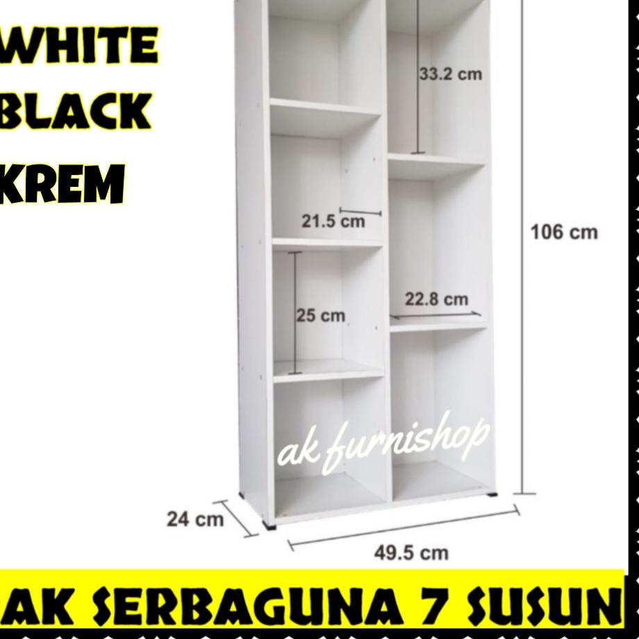 ➣ RAK BUKU 7 SUSUN KAYU / RAK SERBAGUNA MINIMALIS / LEMARI BUKU / LEMARI  ❊