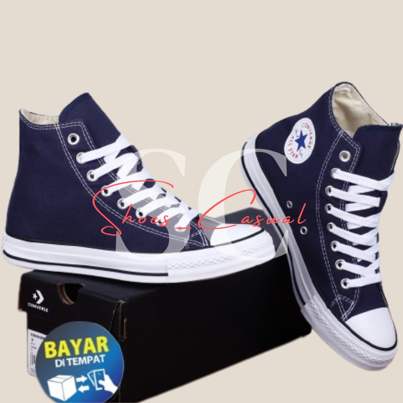 Sepatu Converse All Star Hitam Tinggi 70s chuck taylor sneaker pria dan wanita canvas tali sepatu sekolah, sepatu kerja