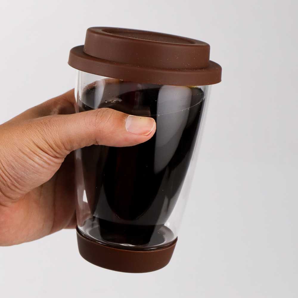 (BISA COD) FTIHSHP JANKNG Gelas Mug Kopi Anti Panas Double Wall Glass 350ml - XLSC-002