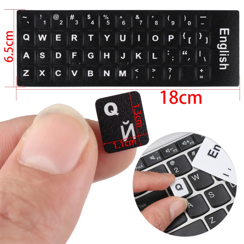 Stiker Keyboard Rusia Bahasa Inggris Stiker Layout Alfabet Universal Luminous Non-slip Untuk Laptop Desktop PC