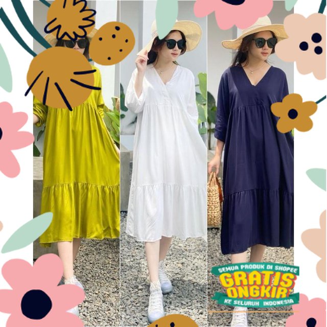 BISA COD VICTORIA DRESS / MIDI DRESS KOREA / HOME DRESS KOREA / DRESS RAYON TWILL / DRESS PENDEK POL